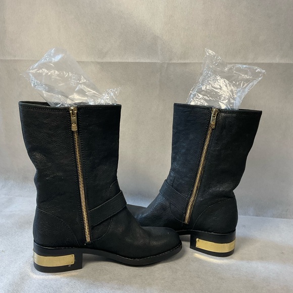 Vince Camuto Winchell Black Leather Women's Moto Boots Size 7.5 - Picture 8 of 16